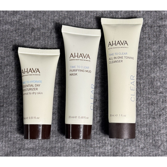 Ahava 3PC Set - Toning Cleanser - Mud Mask - Day Moisturizer - Travel Size - Picture 1 of 4
